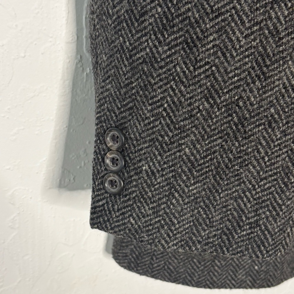 L.L. Bean Wool Thinsulate Sport Coat Mens L Tall Charcoal Herringbone Made USA - Picture 6 of 12